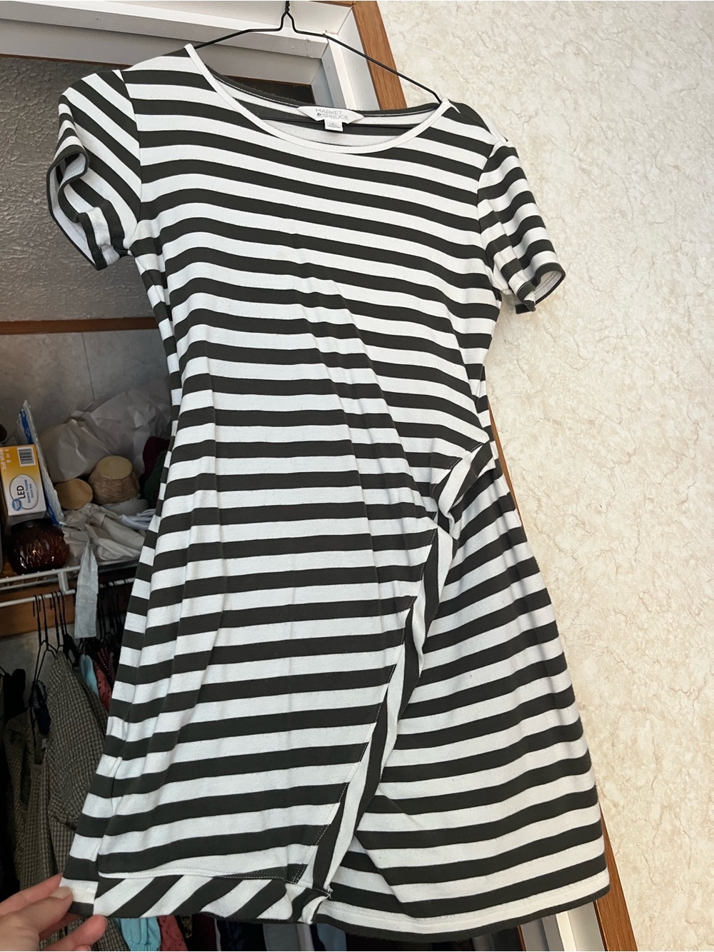 Market & Spruce Black and White Striped Mini Dress